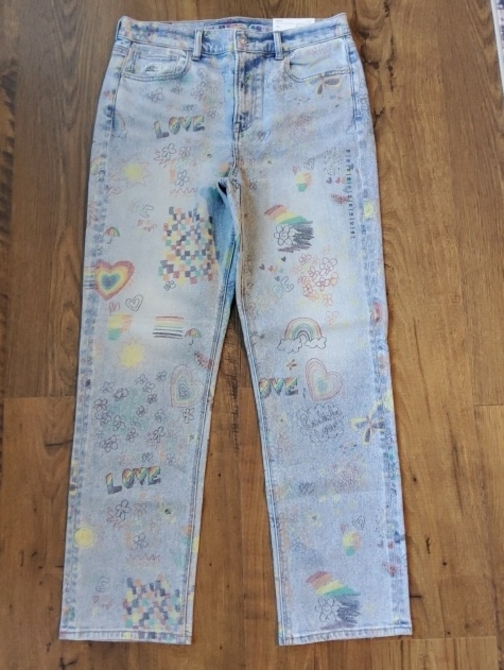 American Eagle Pride Apparel Straight Leg Jeans 10 Long NWT Pride Month